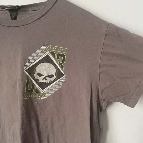Harvley Davidson Cotton T Shirt Gray Skull Logo Muskegon, MI Hot Rod Men's Large - Picture 5 of 9